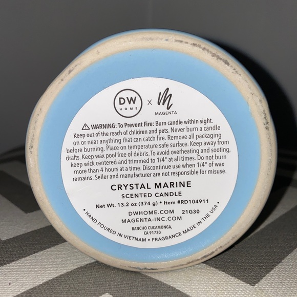 RAE DUNN CANDLE “ZEN MASTER” CRYSTAL MARINE SCENTED 13.2 OZ BLUE CERAMIC  NEW - Picture 5 of 6